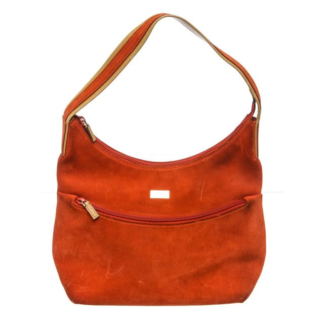 Gucci Leather Trim Orange and Tan Suede Shoulder Bag 