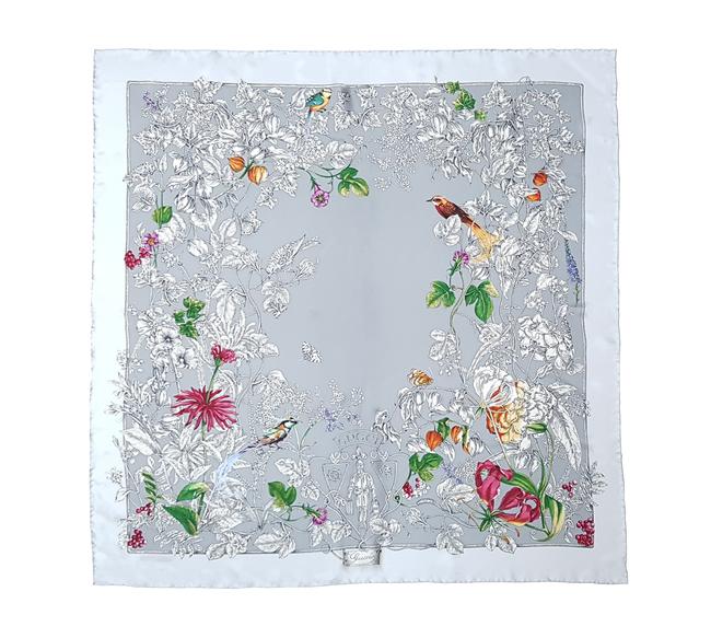 Gucci Light Gray Silk Scarf Wrap 