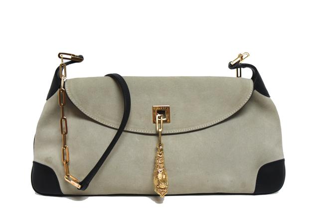 Gucci Marmont Tiger Head Beige Suede &amp; Leather Shoulder Bag 