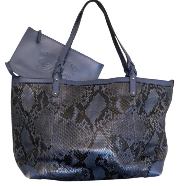Gucci Medium Craft Blue Python Skin Leather Tote 