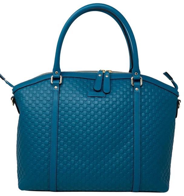 Gucci Microguccissima Soft Deep Cobalt Color Leather with Strap Satchel 
