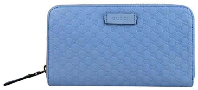 Gucci Mineral Blue Microguccissima Leather Zip Around 449391 4503 Wallet 
