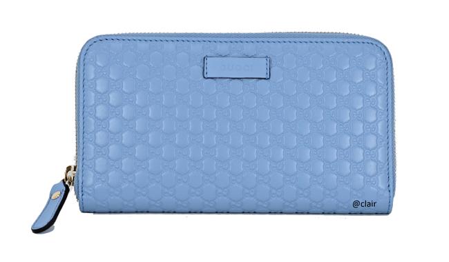 Gucci Mineral Blue Microguccissima Leather Zip Around Wallet 