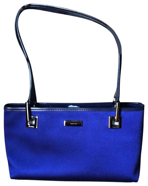 Gucci Mini Blue Satin and Leather Trim Tote 