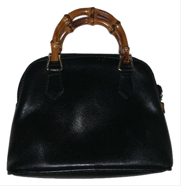 Gucci Mini Navy Leather Bamboo Satchel 