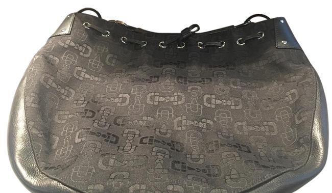 Gucci Monogram Black Leather Canvas Hobo Bag 