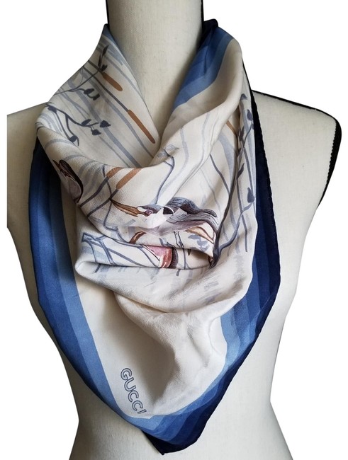 Gucci Navy Birds Scarf Wrap 