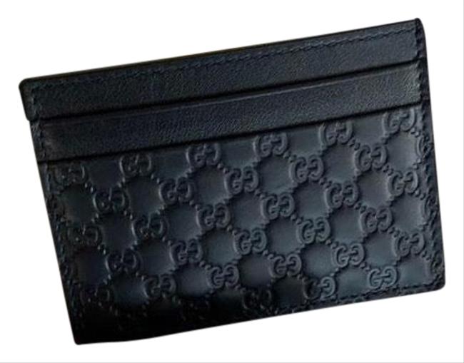 Gucci Navy Blue Microgussisima Card Case Wallet 