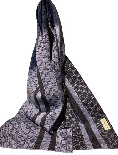 Gucci Navy Tricot Wo Scarf Wrap 