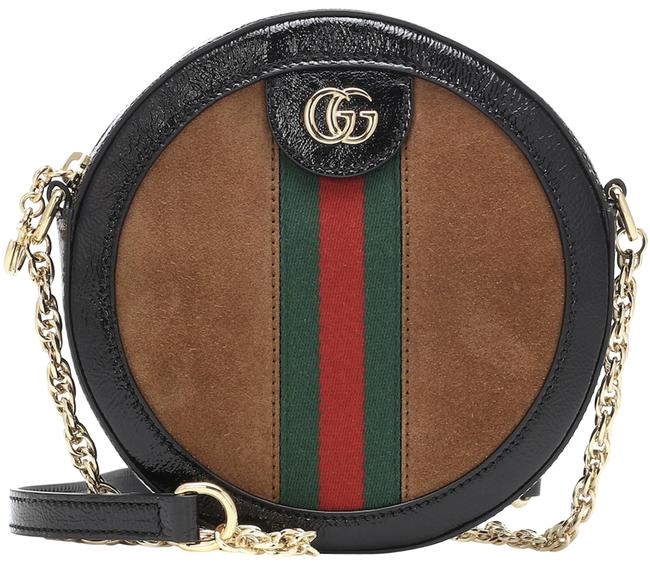 Gucci Ophidia Round Mini Nocciola Nero Vert Red Suede Leather Shoulder Bag 