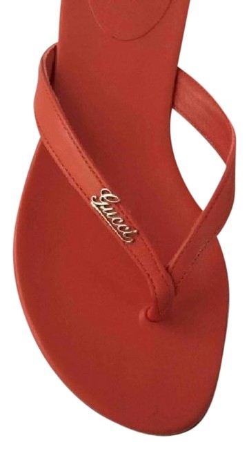 Gucci Orange Bacca Flip Flop Flats 