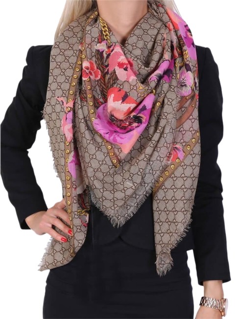 Gucci Oshibana Flower Scarf Wrap 