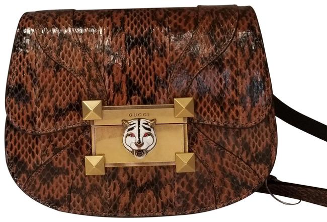 Gucci Osiride Tiger Lock Browns Snakeskin Shoulder Bag 
