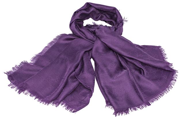 Gucci Parma Violet Gg Signature Modal Cotton Scarf Wrap 