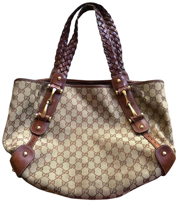 Gucci Pelham Brown Canvas Hobo Bag 