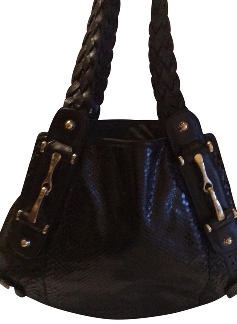 Gucci Pelham Medium Black Snakeskin Leather Shoulder Bag 