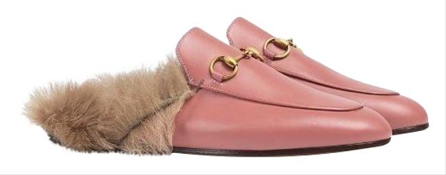 Gucci Pink Leather Shearling Fur Lined Slipper Flats Narrow Aa, N 