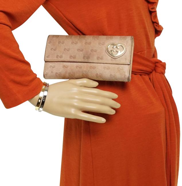 Gucci Pink Long Gg Canvas #1120g22 Wallet 