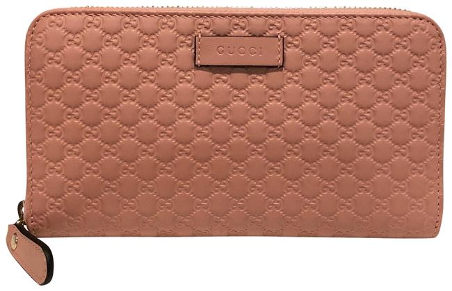 Gucci Pink New Microguccissima Zip Around Leather Wallet 
