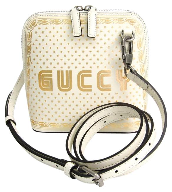 Gucci Print 511189 Womens Gold White Leather Shoulder Bag 