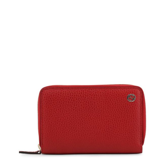 Gucci Red Pebbled Calfskin Interlocking G Continental Wallet 