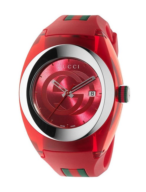 Gucci Red Sync Ya137101 Sync Xxl Rubber Watch 