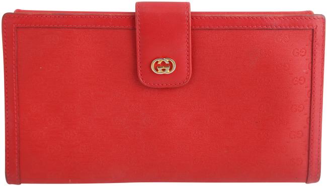 Gucci Red Vintage Monogram Wallet 