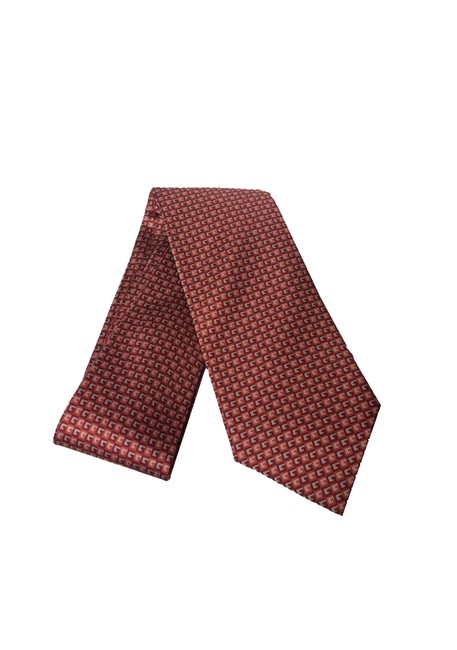 Gucci Red Mens Geometric and Orange Silk Woven Luxury Necktie 349407 