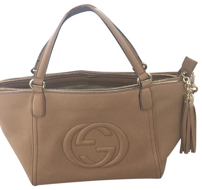 Gucci Swing Bag Crossbody Shoulder Crossbody Or Handle Tote Camel Nude Tan Leather and Gg Leather Satchel 