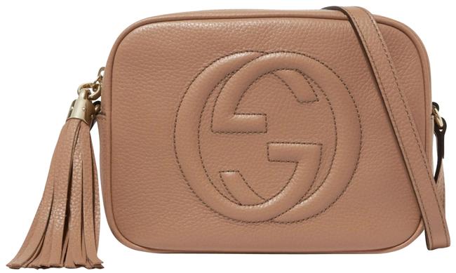 Gucci Soho Disco Gg Logo Beige Leather Cross Body Bag 