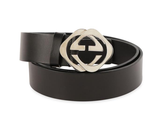 Gucci Square GG Buckle with Black Leather Belt 