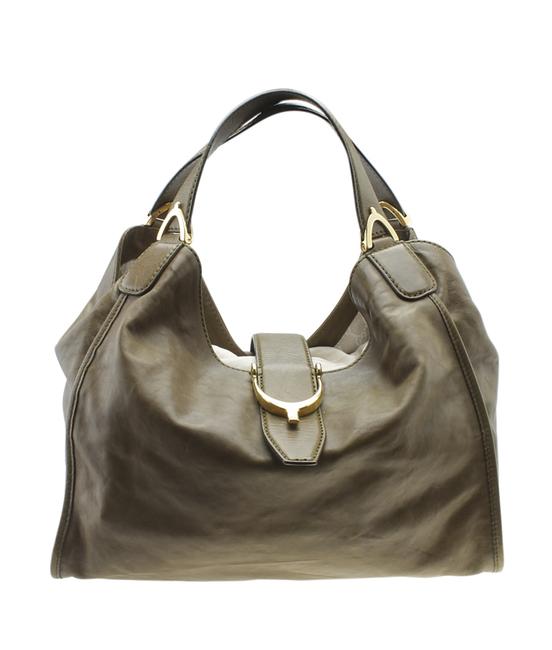 Gucci Stirrup 296856 177685 Green Leather Tote 