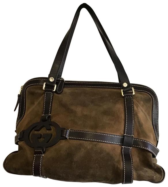 Gucci Suede &amp; Leather Brown Satchel 