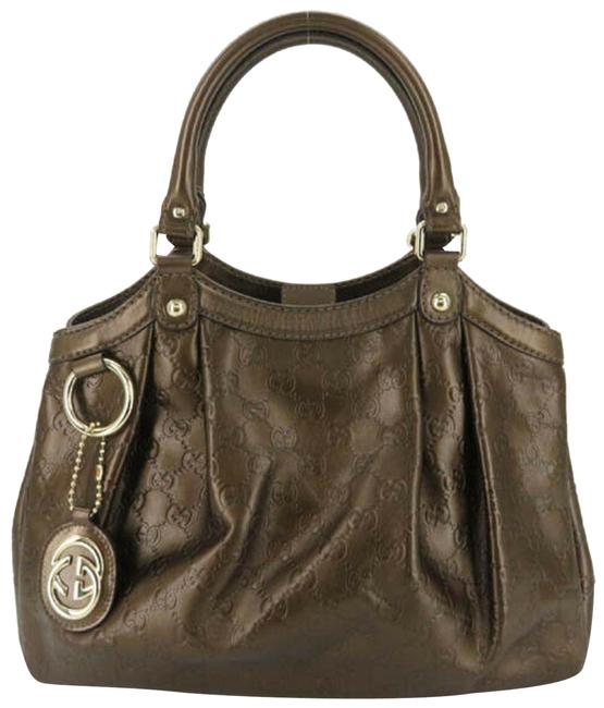 Gucci Sukey Guccisima Leather Hand Brown Shoulder Bag 