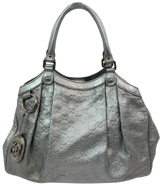 Gucci Sukey Guccissima Medium B119 Silver Gg Leather Shoulder Bag 