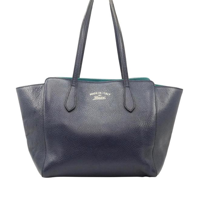 Gucci Swing Leather #1642g20 Blue Shoulder Bag 