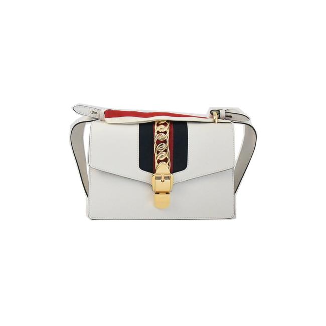 Gucci Sylvie Small White Leather Shoulder Bag 