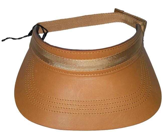 Gucci Tan Brown Leather Visor Hat 
