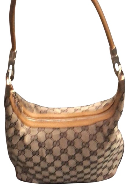 Gucci Tan Canvas with Leather Trim Hobo Bag 