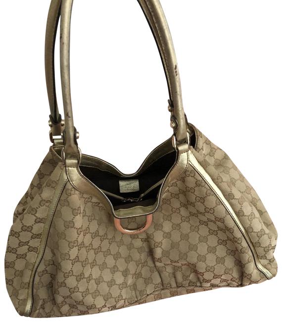 Gucci Tan Gold Monogram Hobo Bag 