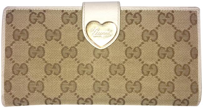 Gucci Tan Long Monogram Heart Wallet 