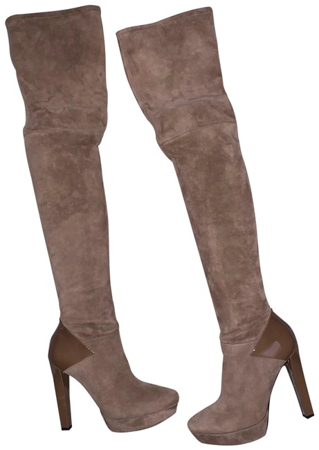 Gucci Taupe Over The Knee Karen Boots Booties 