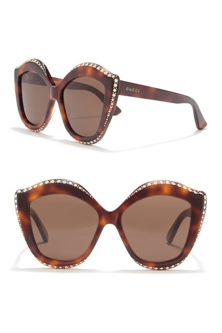 Gucci Tortoise Modified Cat Eye Sunglasses 