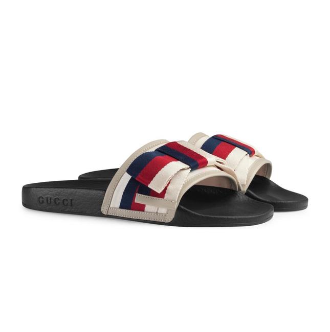 Gucci Web Bow Satin Slide Sandals 