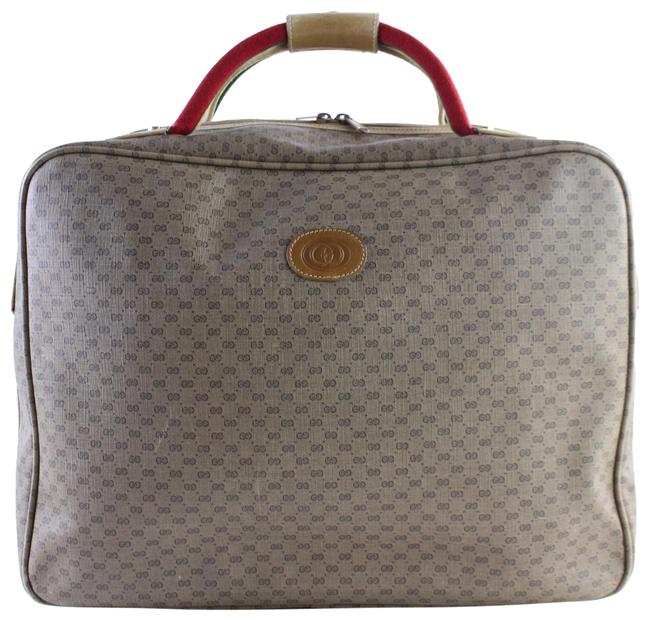 Gucci Web Monogram Suitcase 226814 Brown Coated Canvas Weekend Travel Bag 