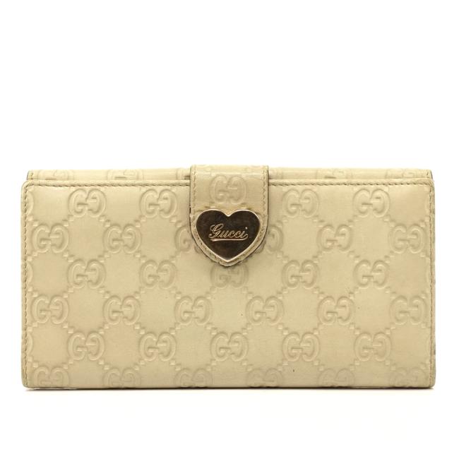 Gucci White Guccissima Heart Leather #1645g26 Wallet 
