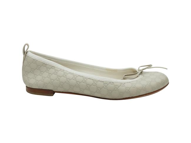 Gucci White Guccissima Leather Ballet Flats 
