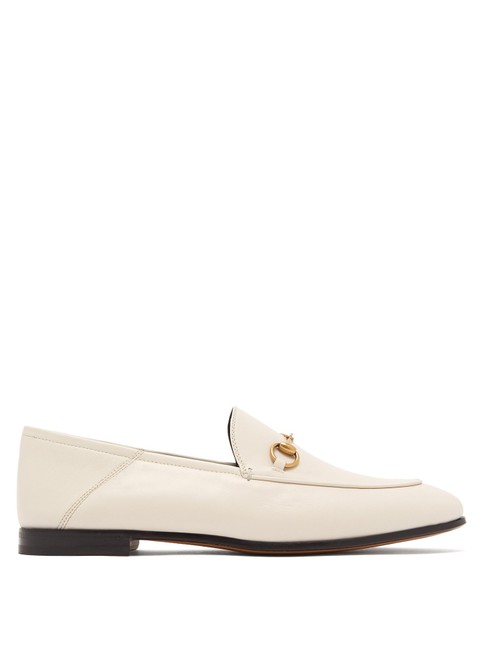 Gucci White Horsebit Brixton Leather Loafers 41 Flats US 12 