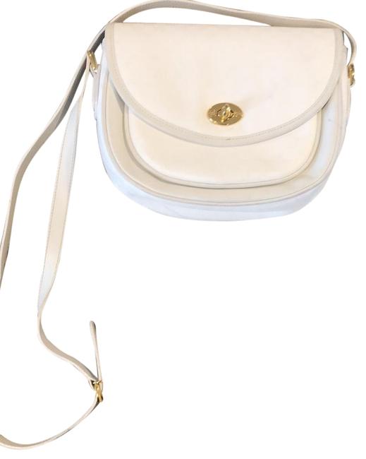 Gucci White Leather Canvas Shoulder Bag 