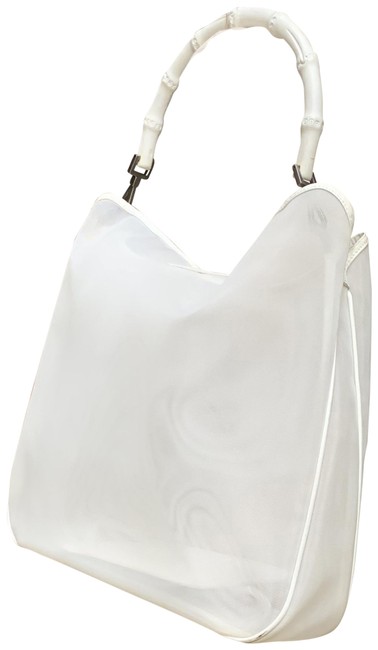 Gucci White Mesh Leather Trim Hobo Bag 